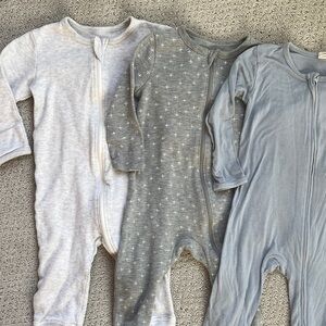 Pajamas footless cotton one piece zipper neutral minimal